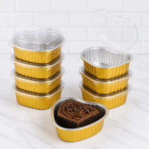 Heart Aluminum Foil Bake and Serve with Transparent Lid -10pc Pack