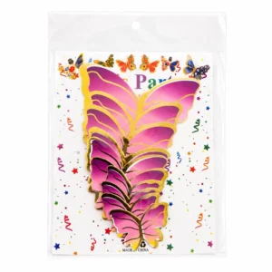 Golden Border Paper Butterflies Toppers -10pc