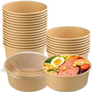 Round Kraft Container With Transparent Lid 350ml - 5pc