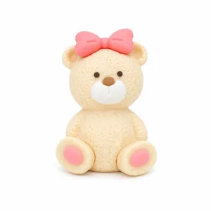 Teddy Cake Topper with Bow - Girl (Heavy Rubber)