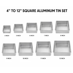 Aluminium Square Cake Tin 4" to 12" - 2.5" Height
