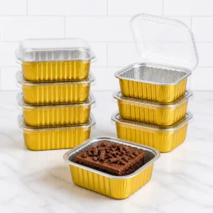Square Aluminum Foil Bake and Serve with Transparent Lid - 10pc Pack