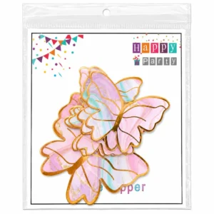 Golden Border Paper Butterflies Toppers - 10pc