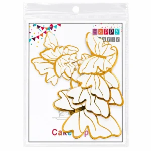 Golden Border Paper Butterflies Toppers - 10pc