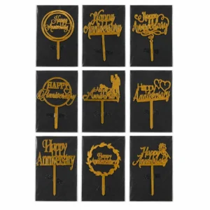 Happy Anniversary 5 Inch Gold Acrylic Topper - 1pc