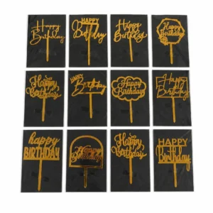 Happy Birthday 5 Inch Gold Acrylic Topper - 1pc
