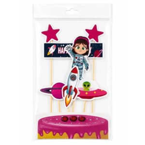 Girl Astronaut Theme Cake Topper