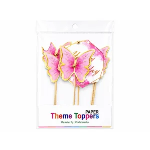 Pink Butterfly Theme Cake Topper